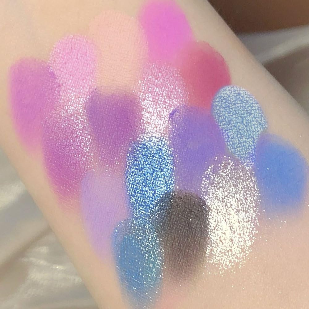 16 Colors Blue Pink Champange Matte Shimmer Eyeshadow Palette for Eye Makeup,High Pigmented Brown Eye Shadow Primers Powder Palet de sombras de ojos