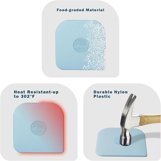 Pan Scraper, 5 Pcs Pot Scraper Plastic, Pot Scraper Non Scratch for Cast Iron, Pot and Pan Cleaning, Sturdy Scraper Kitchen Tool-Aqua