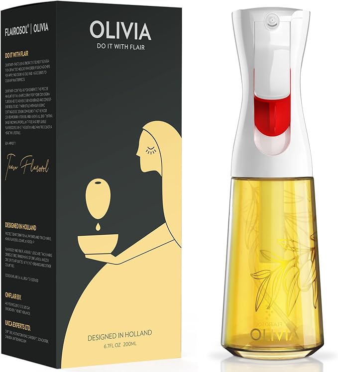 FLAIROSOL OLIVIA 130ml and 200ml Glass Oil Sprayer for Cooking, Continuous Spray with Portion Control