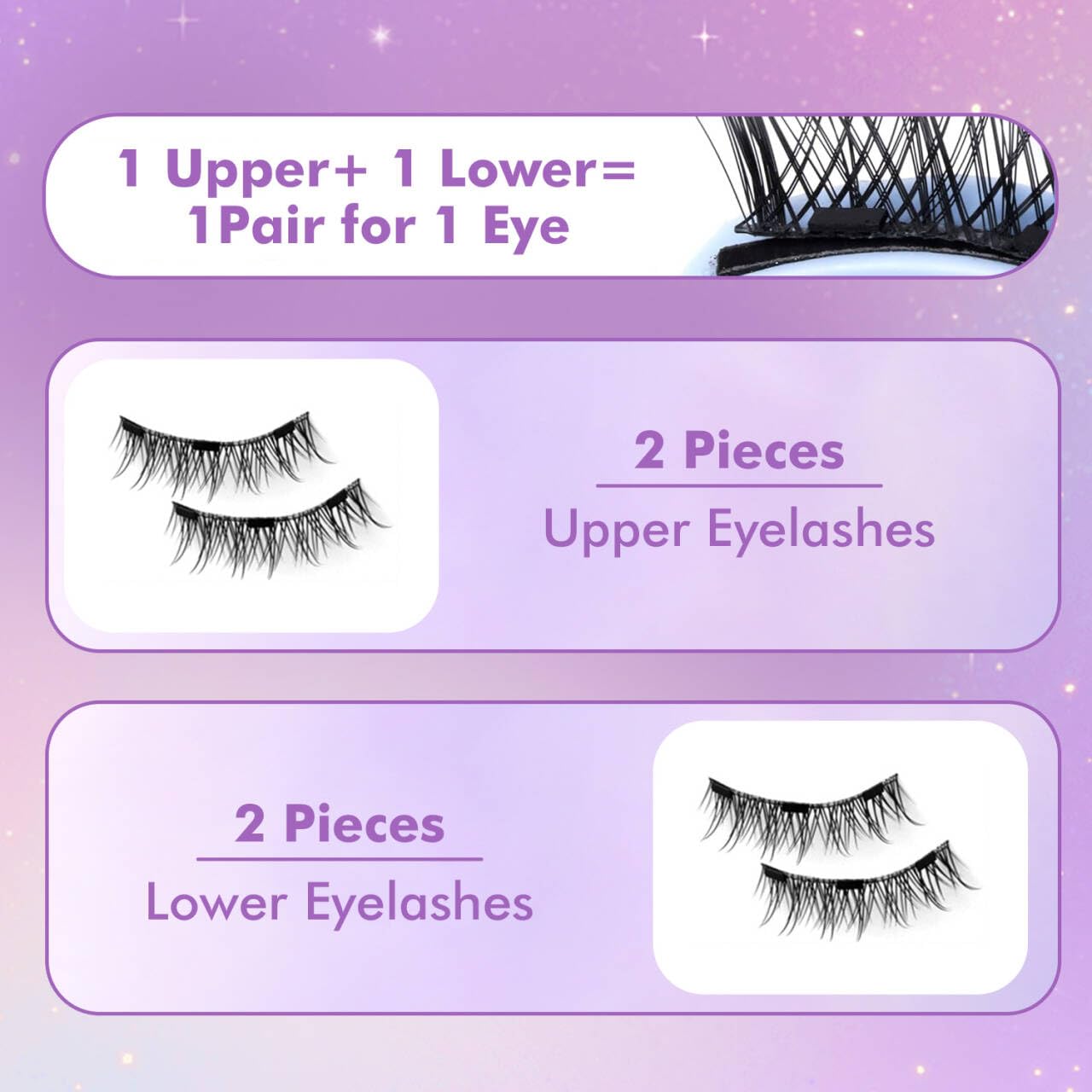 Elara Craft Magnetic Eyelashes with Applicator, Magnetic Eyelashes Natural Look,Reusable Magnet Lashes No Glue Needed Soft Lashes Kit(Fuller)