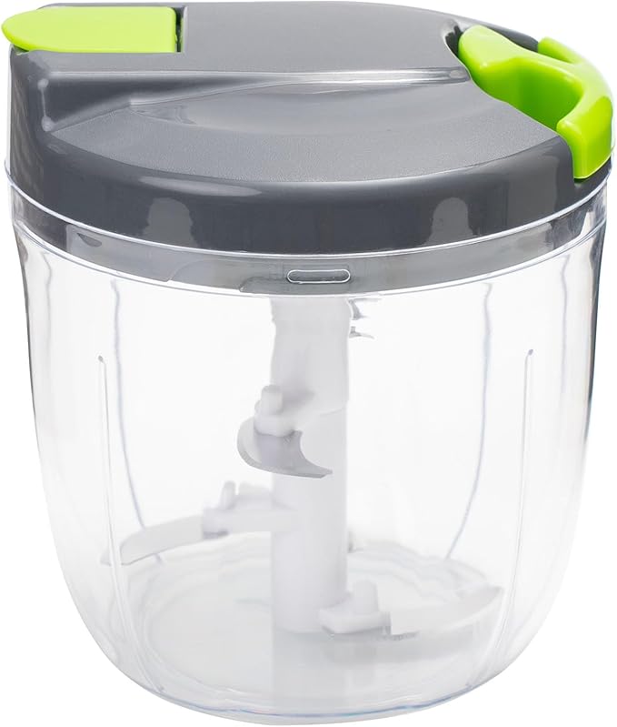 Manual Food Processors & Chopper with Cover and Handle, Manual Onion Chopper Slicer Cutter, Vegetable Chopper, Suitable for Garlic Carrots Onions Peppers Fruits Mincing.（900ML）