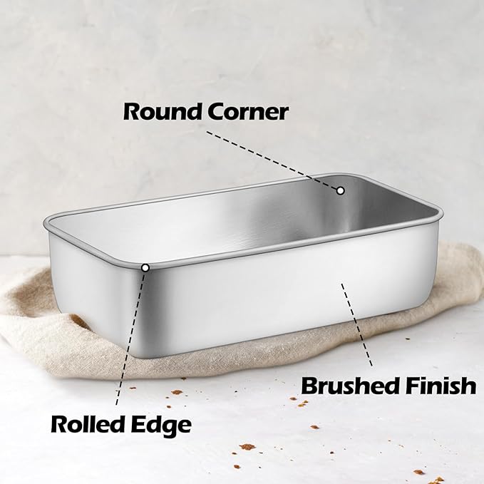 Leonyo 4 Pack Loaf Pans for Baking Bread, 9x5IN Stainless Steel Loaf Bread Pans for Homemade Meatloaf, Banana, Brownies, Lasagnas, Dishwasher Oven Safe