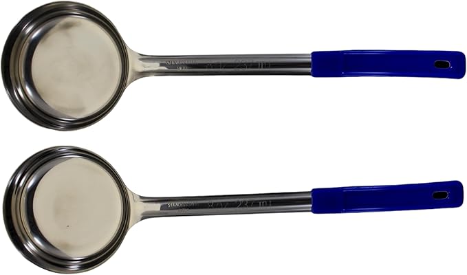 8 Ounce Solid Stainless Steel Portion Control Ladle Spoon for Measuring and Serving; Commercial Grade Serving Scoops [Pack of 2]
