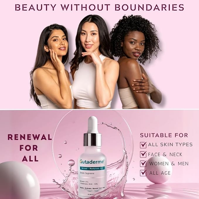 Retinol 4.5% + Hyaluronic Acid 10% - Advanced Anti-Aging Face Serum for Dark Spots, Fine Lines & Wrinkles - Deep Hydration for Radiant, Glowing Skin - 1fl. oz
