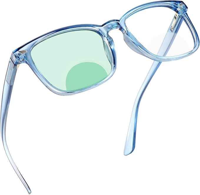 YEIN Bifocal Reading Glasses with Blue Light Blocking Lenses, Bifocal Reader for Women and Men, Vintage Square frame with Spring Hinge (+0.50/+2.25 magnification)
