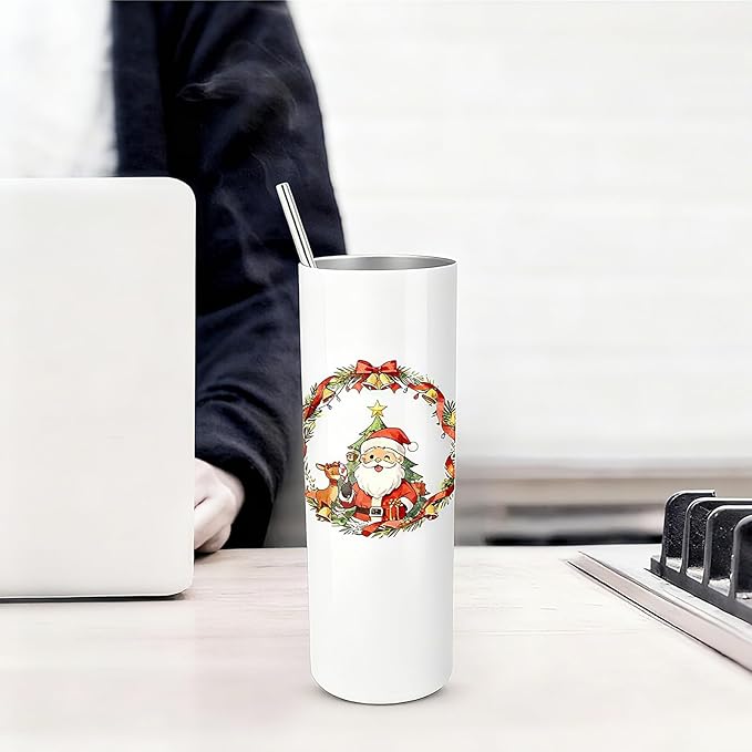 Volhoply 20 oz Skinny Sublimation Tumbler with Lid and Straw, Stainless Steel Straight Tumblers Cup, Vacuum Insulated Coffee Mug for Home, Office, Travel, DIY (Sublimation,1 Pack)