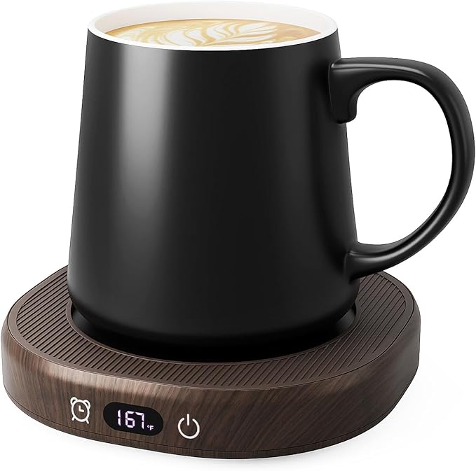 Coffee Mug Warmer & Mug Set for desk, Smart Auto Shut Off Electric Cup Warmer for Office & Home, 4-Temperature Setting Coffee Heating Mug Candle Heater Tea Beverage Warmer Plate for Men Women Birthday