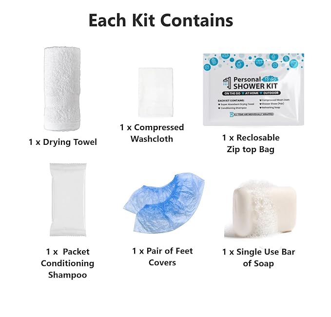 Compact Personal Shower Kit To-Go– Your Hygiene Companion for Travel, Gym, and Outdoor Adventures (50)
