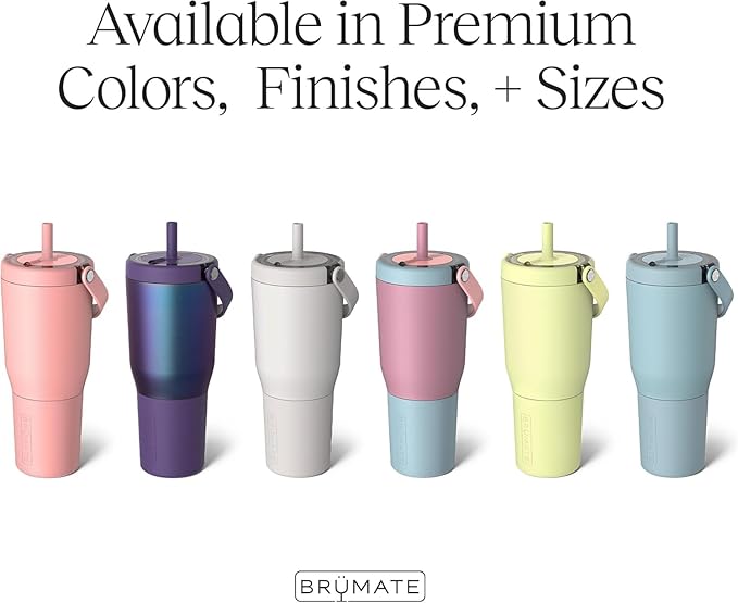 BrüMate Resa 35oz 100% Leakproof Travel Tumbler with Handle & Straw | Flexible SoftSip Straw | Silicone Sleeve for Durability | Stainless Steel | Cup Holder & Travel Friendly Water Bottle | (Primrose)
