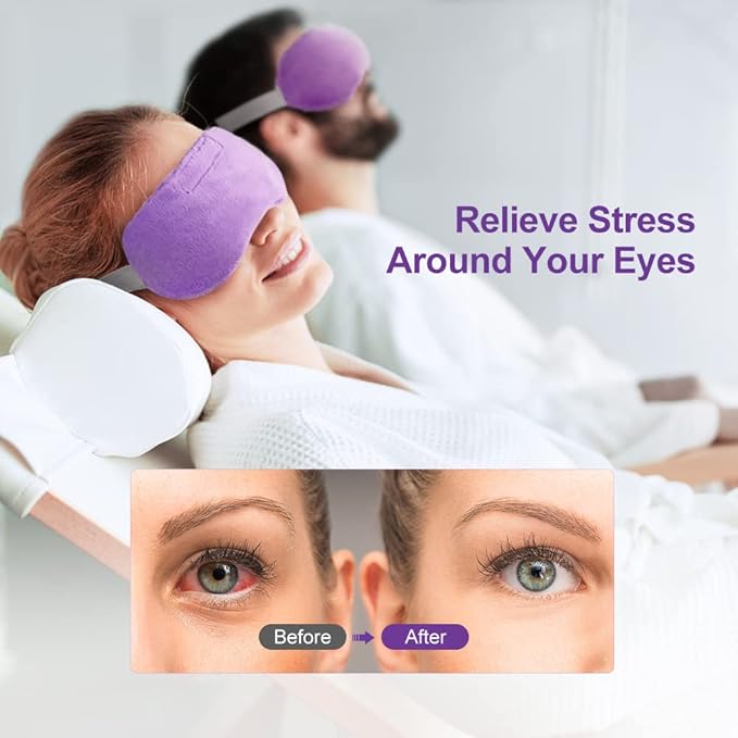 Umisleep Lavender Eye Mask, Aromatherapy Weighted Sleep Mask for Dry Eyes Men Women, Microwave Heated Hot Therapy Eye Cover Moist Compression Pain Relief, Eye Pillow for Puffy Eyes, Sinus Pain, Purple