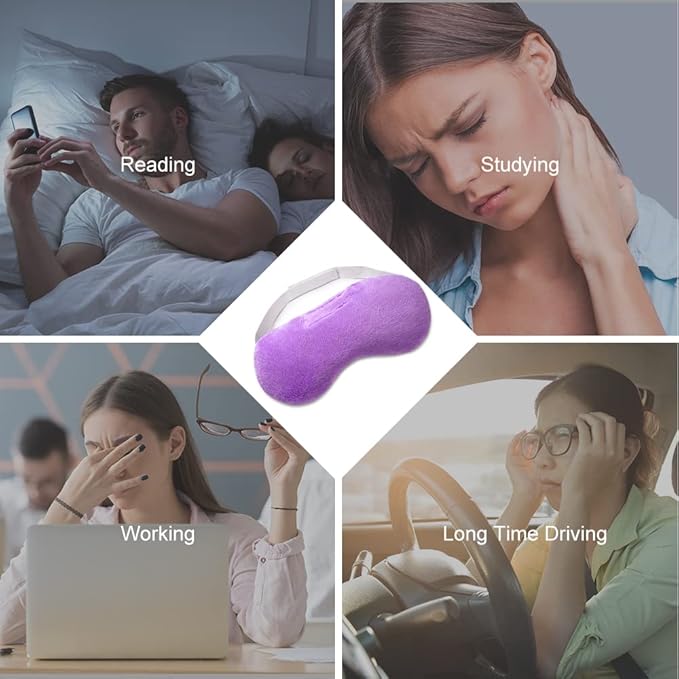Umisleep Lavender Eye Mask, Aromatherapy Weighted Sleep Mask for Dry Eyes Men Women, Microwave Heated Hot Therapy Eye Cover Moist Compression Pain Relief, Eye Pillow for Puffy Eyes, Sinus Pain, Purple