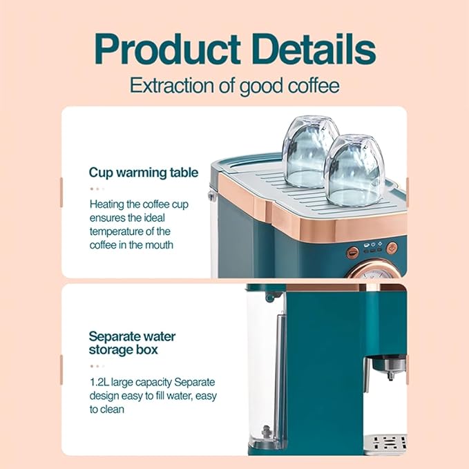 Generic deluxe semi-automatic espresso coffee maker with steam milk frother, 14.96 x 12.59 x 14.96 in, Blue