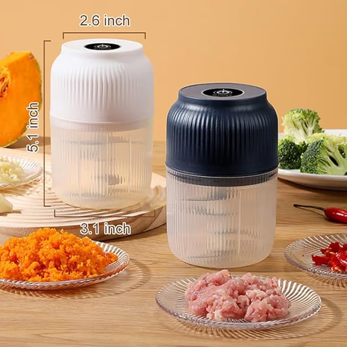 Electric Garlic Chopper, Mini Portable Veggie Chopper, 2026 New Small Garlic Chopper Mincer, USB Rechargeable, Wireless Veggie Grinder, For Mashing Onion, Garlic, Chili, Ginger (Blue, 3 blades)