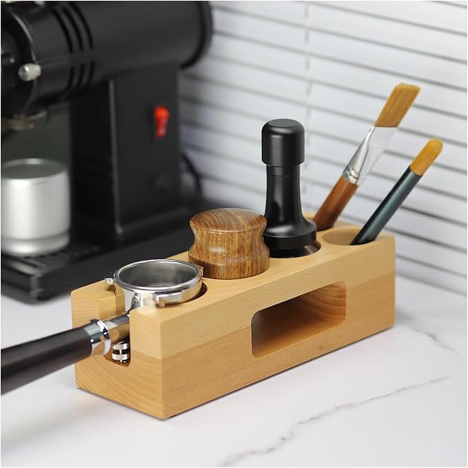 Walnut Wood Coffee Filter Holder, Espresso Tamper Mat Stand, Coffee Maker Support Base Rack, Barista Accessories(Orange)