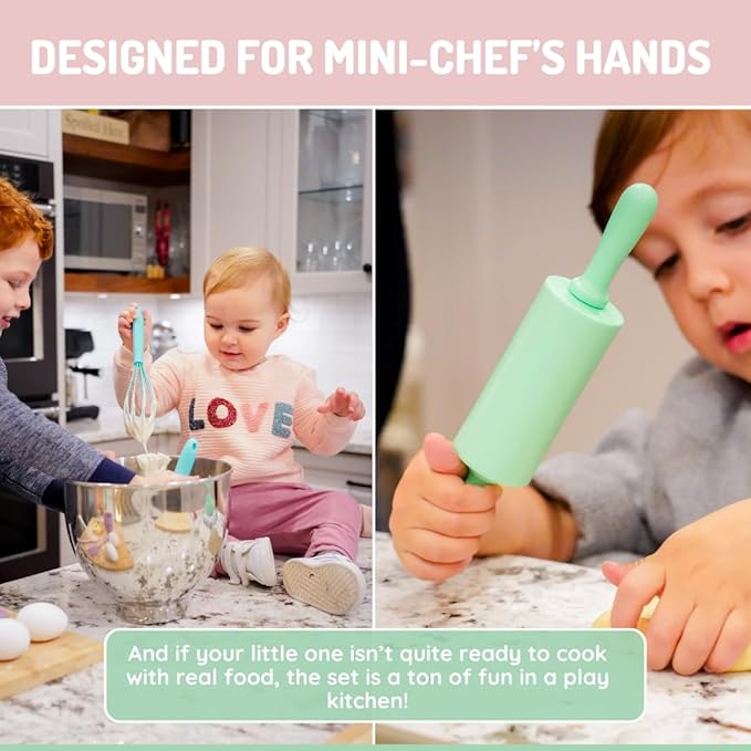 melii 5 Piece Real Mini Baking Tool Set, Cooking Tools for Kids