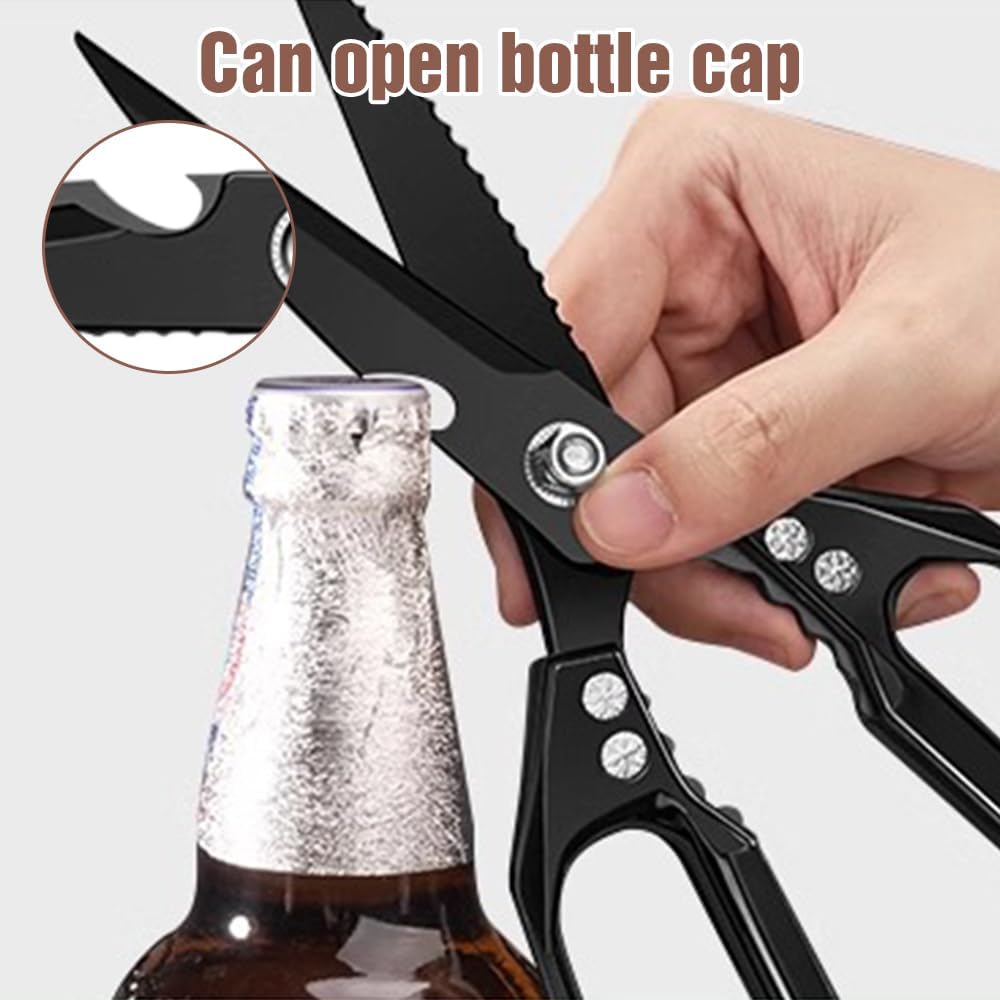 Multifunctional Heavy-Duty Kitchen Shears, Heavy Duty Kitchen Scissors for Food with Ergonomic Handle, High-Carbon Steel Culinary Shears for Chicken, Meat, Seafood, Bone Cutting (Long Sliver)