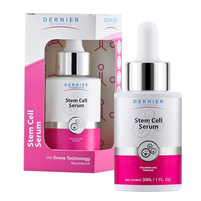 Dernier Stem Cell Serum for Face – 3% Bio Vegan Stem Cells 1% Hyaluronic Acid 0.3% Allantoin | Overnight Hydrating Anti-Aging Moisturizer for Wrinkles Collagen Boost Acne Inflammation (1 fl oz)