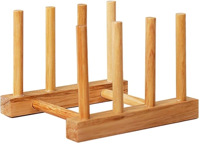 Kunovo Bamboo Dish Rack,Pot lid/Plate/Cutting Board Organizer for Kitchen cabinets,Bottle Drying Holder
