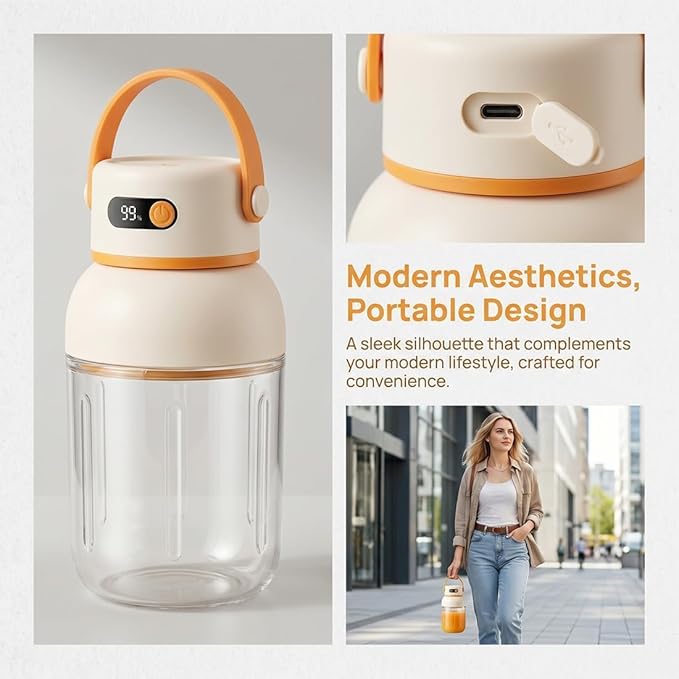 Portable Electric Juicer Cup with Zero Cord Hassle, 33oz Large Capacity Personal Blender with 18000RPM High Speed, USB-C Rechargeable Wireless Juicer Cup for Gym, Travel (10000ML / 33OZ)