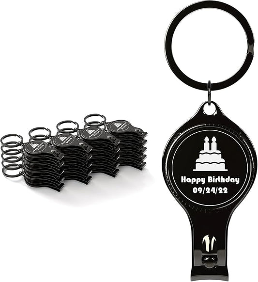 20pcs Personalized 4 in 1 Multi Function Bottle Opener, Nail Clipper, Wedding Favors Brewery, Private Customized, Black, Multitool Gifts for Men