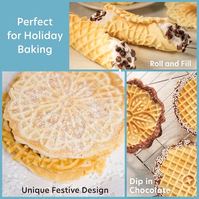 CucinaPro Pizzelle Maker 2 Pack Set– Nonstick Pizzelle Baker & Mini Italian Waffle Iron Press, Easy to Use Duo for Thin Crisp Cookies & Unique Dessert Treats, Gift Bundle for Home, Kitchen Must Have