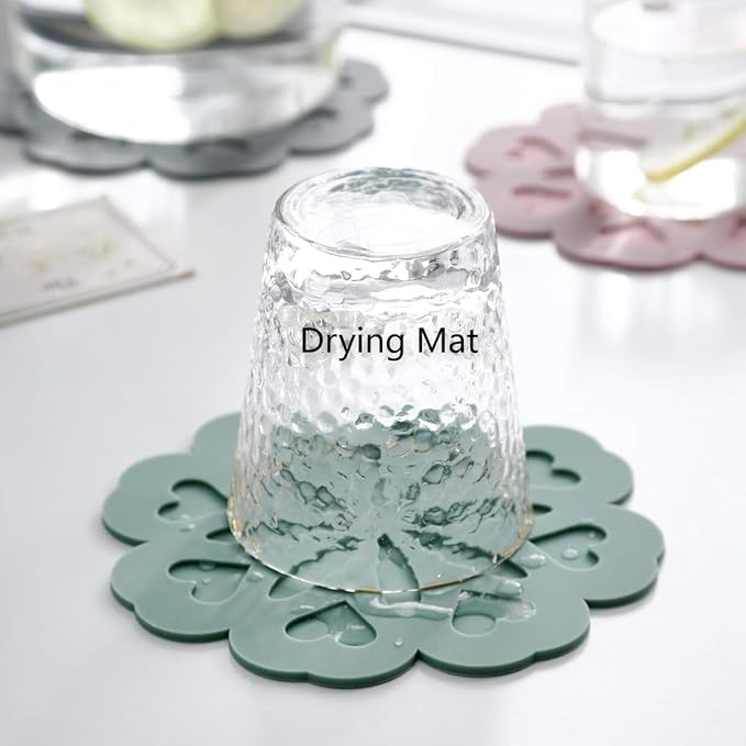 Set of 4 Silicone Trivet Mat - Hot Pot Holder Hot Pads for Table & Countertop - Trivet for Hot Dishes - Non-Slip & Heat Resistant Modern Kitchen Hot Pads for Pots & Pans, Grey