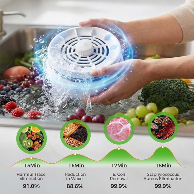 Fruit and Vegetable Washing Machine, Waterproof Fruit and Vegetable Cleaner, Rotatable Fruit and Vegetable Machine, The Fruit Cleaner Device Automatically Turns on in The Water (Blue)