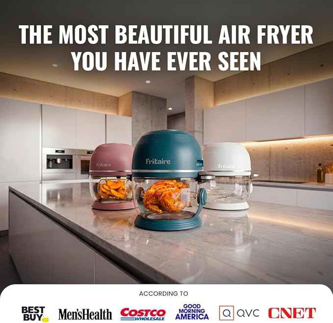 Non Toxic Air Fryer™ Pro | 9-in-1 Glass Air Fryer | Self-Cleaning | 5 Quart | Rotisserie and Tumbler | 400F Vortex For Even Cooking, BPA-Free Teflon Free, Recrisp, Roast, Bake, Cherry