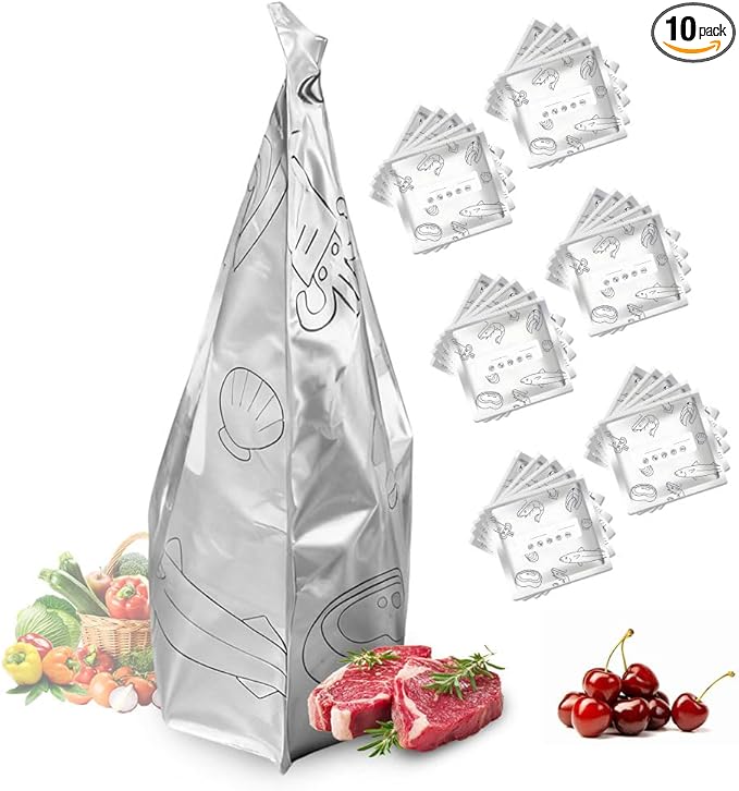 Reusable Aluminum Foil Sealable Storage Bags, 2026 New Resealable Vacuum Zipper Pouches, Stand Up Foil Sealable Bags with Label and Zip Lock for Kitchen (30, Small)