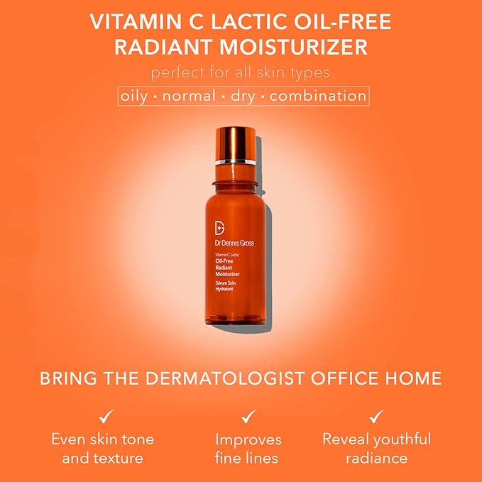 Dr Dennis Gross Vitamin C Lactic Oil-Free Radiant Moisturizer: For Dullness, Uneven Tone & Texture, Fine Lines and Occasional Dryness, 1.7 oz