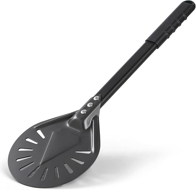 8” Pizza Turning Peel - Pizza Turner - Restaurant-Grade Aluminum Perforated Pizza Peel Lightweight Metal Outdoor Pizza Oven Accessories
