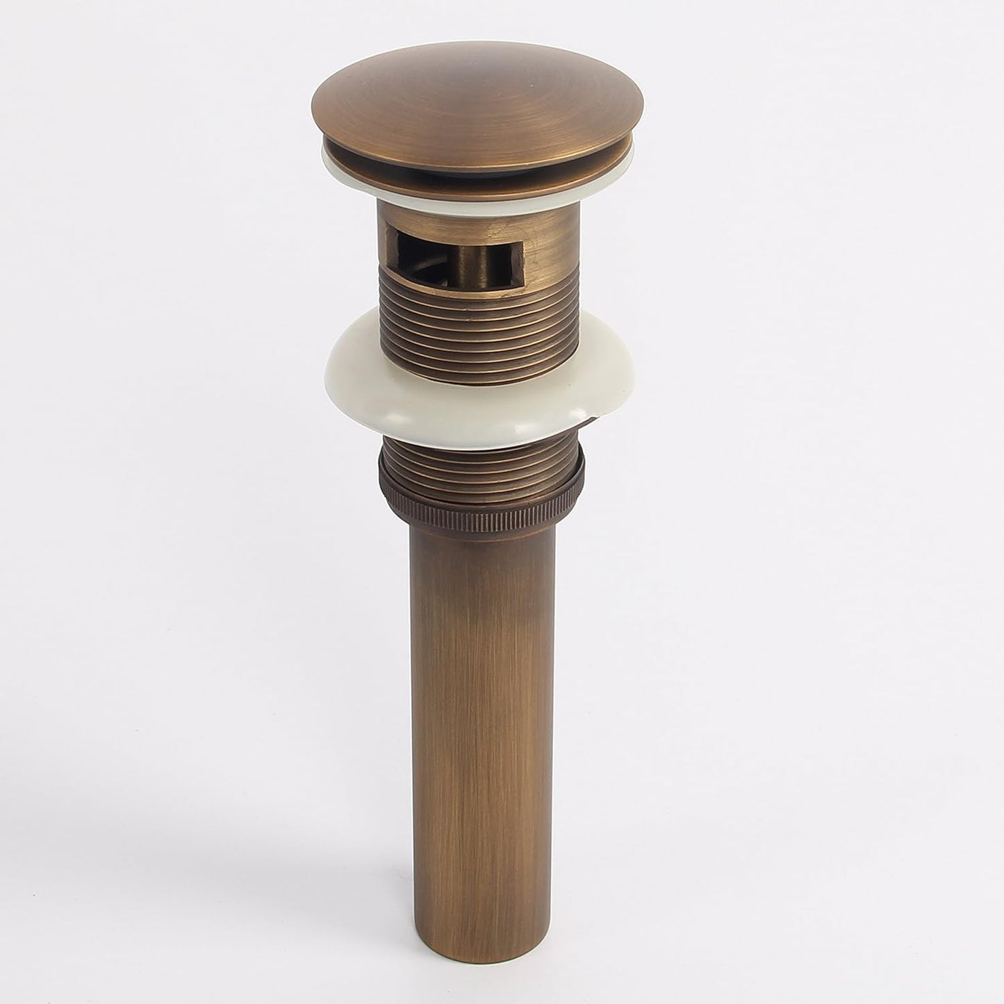 Bathroom Faucet Vessel Vanity Sink Large Pop Up Drain Stopper with Overflow, Antique Brass Sink Drainer