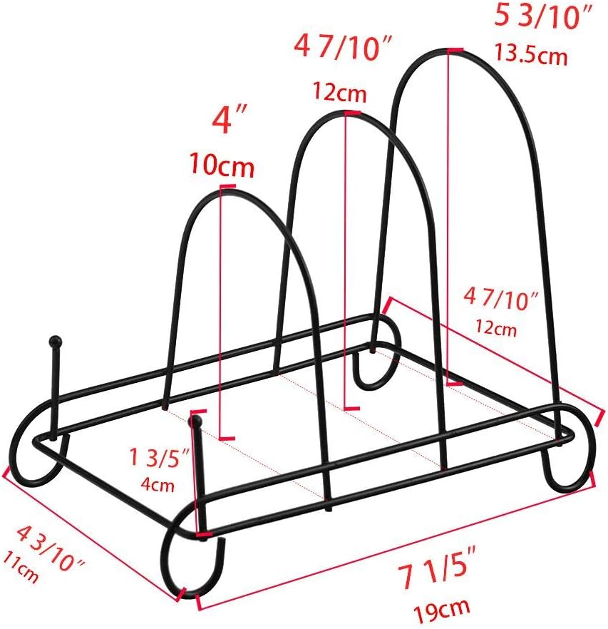 Artliving 3-Tier Plate Holder Display Stands - Metal Scrollwork Dish Rack - Cabinet Organizer - Set of 2