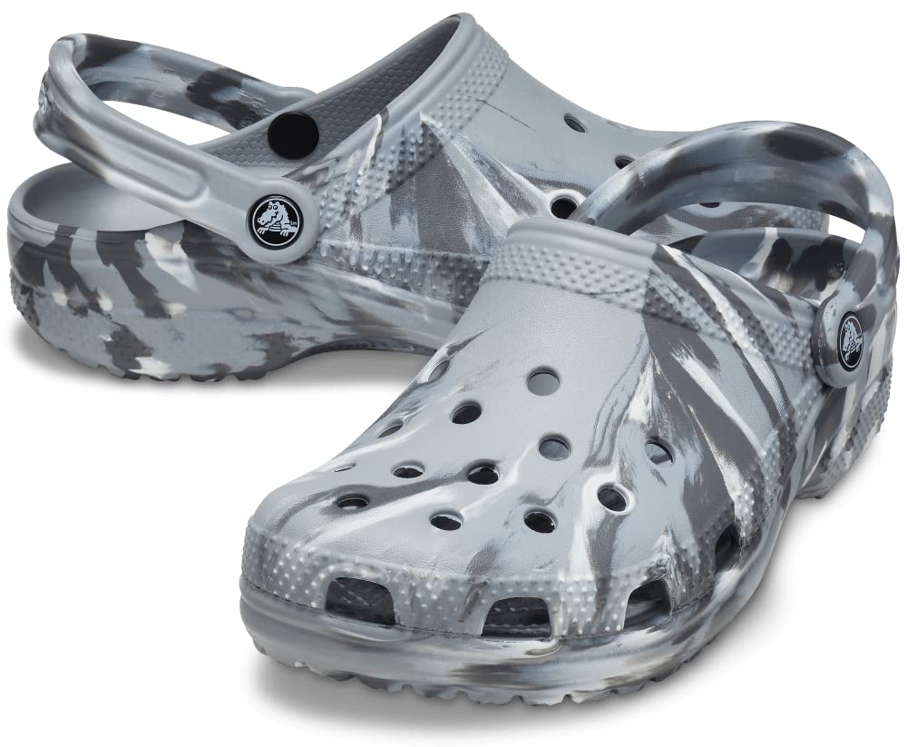 Crocs Classic Marbled Tie-Dye Clog Light Grey/Multi Men's 2, Women's 4 Medium