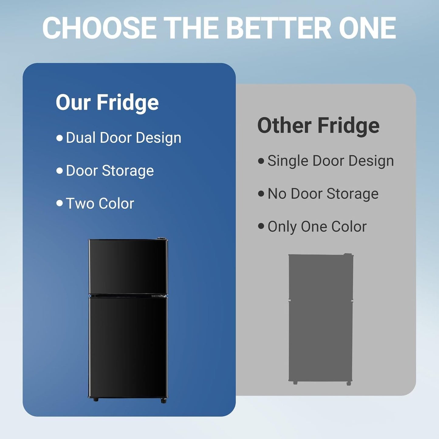 Mini Fridge with Freezer, 3.6 Cu. Ft. Adjustable Thermostat Compact Fridge with Freezer,Office Mini Refrigerator with Freezers, Small Size Dorm Fridges for Apartment,Dorm,Kitchen,Office,Black