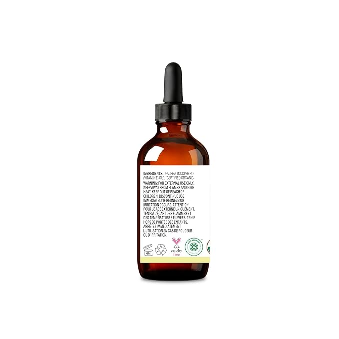 Cliganic Organic Pure Vitamin E Oil (2oz) for Skin, Hair & Face - 46,000 IU