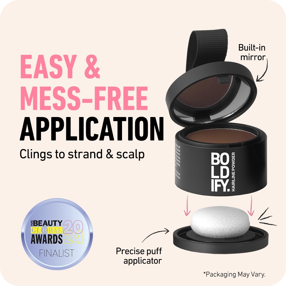 BOLDIFY Hairline Powder - Root Touch Up Hair Color for Gray Coverage - Bald Spot Concealing Hair Powder for Women & Men - 48-Hour Stain-Proof - Light Brown
