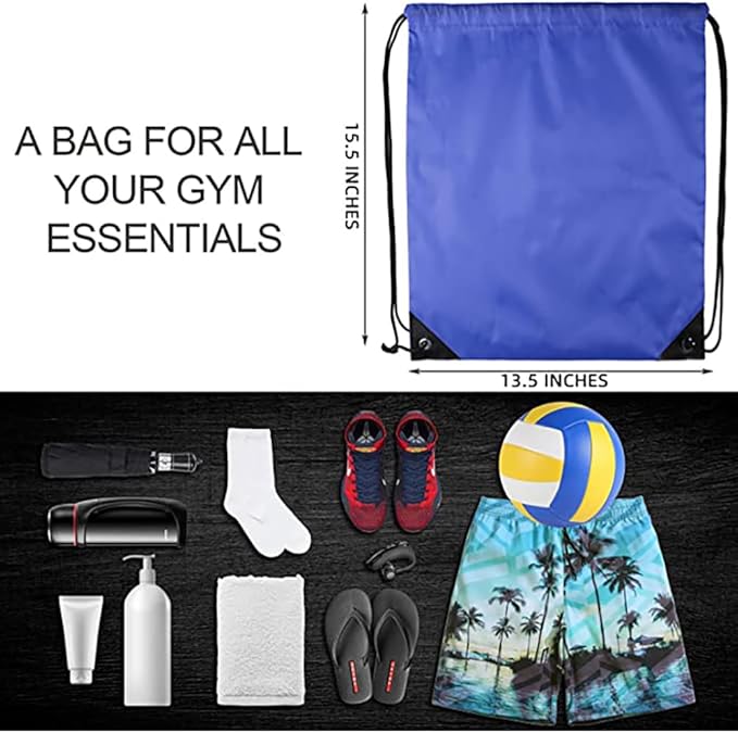 GoodtoU Drawstring Backpacks, Drawstring Bags Bulk Nylon Backpack Draw String Back Bag Cinch Sack Drawstring Gym Bag Drawstring Backpack for Sport, Traveling, Team (Blue, 16Pcs)
