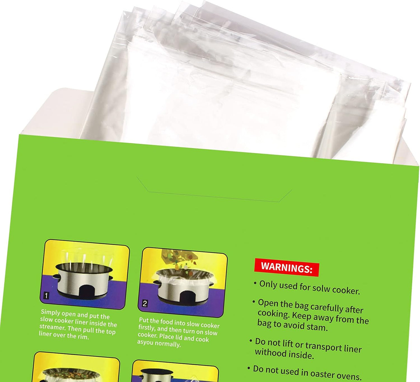 ECOOPTS Slow Cooker Liners Disposable Cooking Bags Large Size Pot Liners Fit 4QT to 8.5QT Suitable for Oval & Round Pot (30 BAGS)