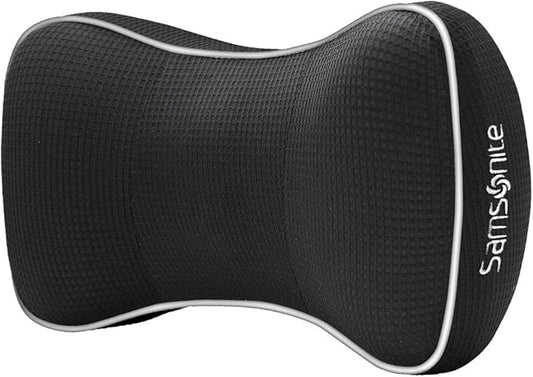 Samsonite Car Neck Pillow, Soft Memory Foam Headrest Pillow for Driving, Ergonomic Car Seat Headrest Cushion with Adjustable Strap, Breathable & Removable Cover, Neck Pain Relief, Black