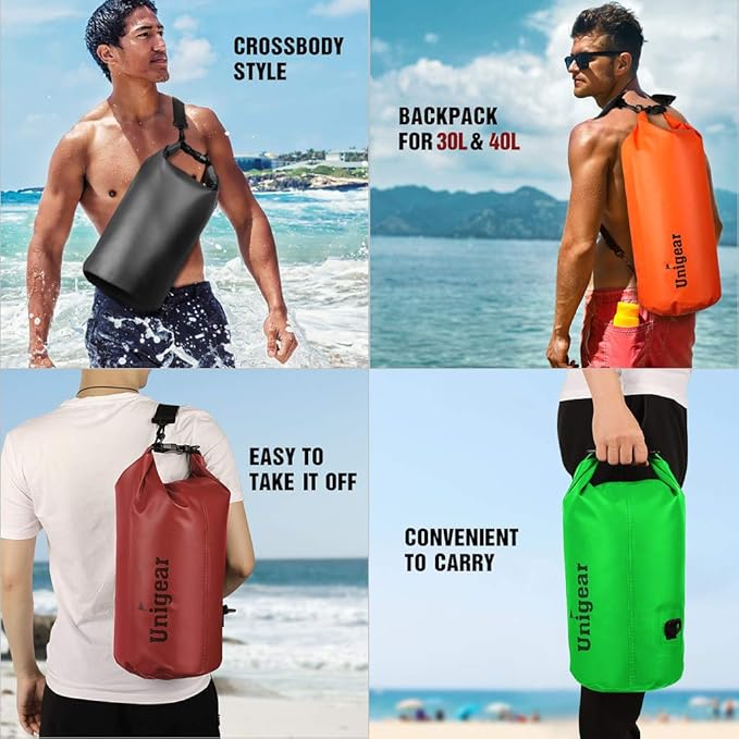Unigear Dry Bag Waterproof, 2L/5L/10L/20L/30L/40L Floating and Lightweight Bags for Kayaking, Boating, Fishing, Swimming and Camping with Waterproof Phone Case