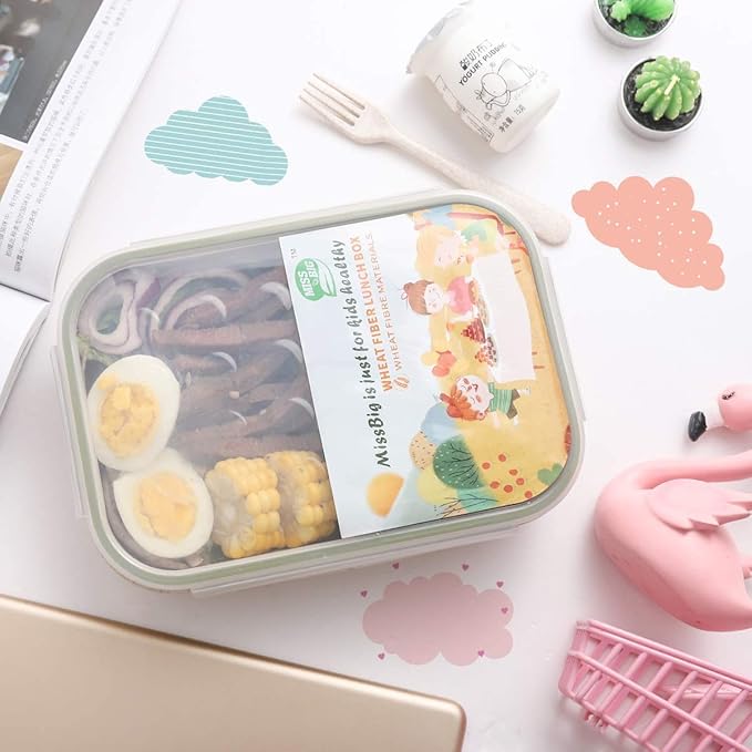 MISS BIG Bento Box for Kids,Leak Proof,Mom’s Choice Kids Lunch Box, No BPAs and No Chemical Dyes,Microwave and Dishwasher Safe Lunch Containers(White)