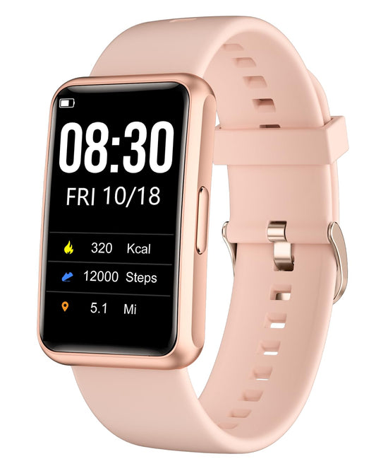 Cloudpoem Fitness Tracker No Bluetooth No APP/Phone Required, Fitness Watch for Men Women Parents Pedometer Watch with Sleep Tracker Steps Counter Alarm Clocks IP68 Waterproof (Pink)