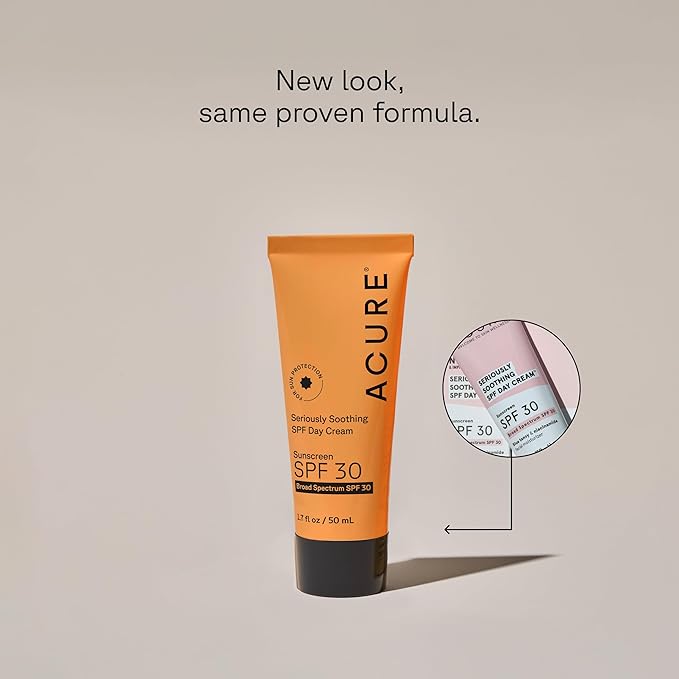 Acure Seriously Soothing SPF 30 Day Cream - Face Moisturizer with SPF 30, Anti Aging Zinc Oxide Sunscreen, Hydrating Face Cream, Daily Facial Care for Women & Men with Niacinamide, Vegan - 1.7 fl oz
