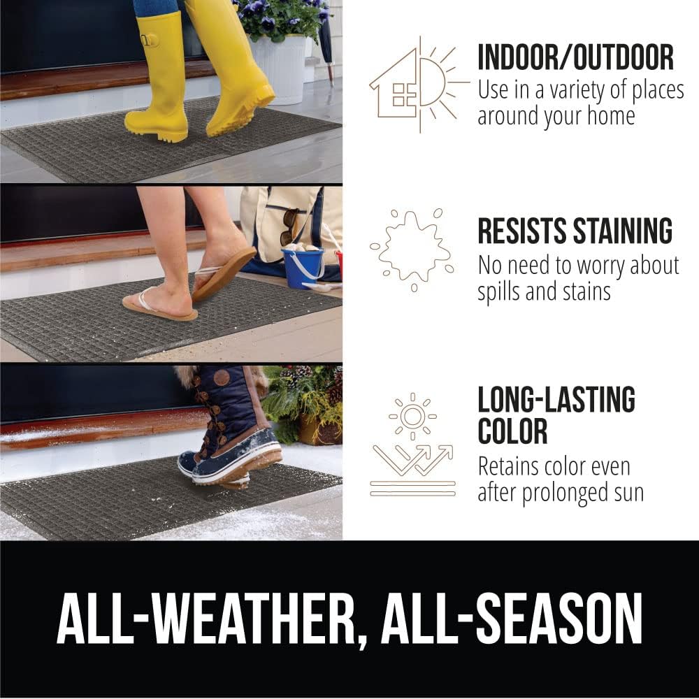 GORILLA GRIP Front Door Mat, Indoor Outdoor Ultra Absorbent HydroAbsorb Doormat, Absorbs Up to 1.7 Cups of Water, Stain and Fade Resistant, Rubber Backing Doormats, Captures Dirt, 29x17 Charcoal
