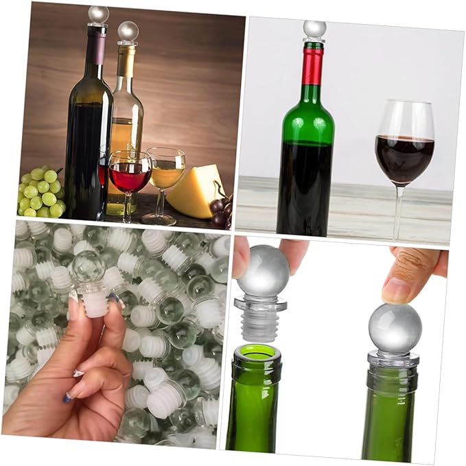 Luxshiny 24pcs Glass Ball Wine Stoppers Decorative Wine Saver Versatile Bottle Caps for Aromatherapy Perfume Glass Design
