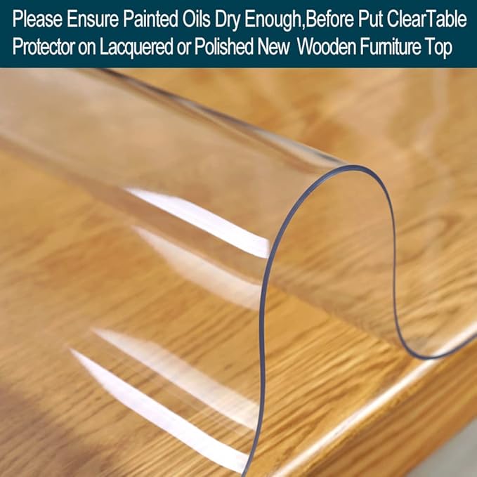 Wadrac 18x54 in Clear Plastic Dining Tablecloth Protector Crystal PVC Table Cover Protector 1.5mm Thick Rectangle Office Desk Mat Cover Coffee Table Pad for Home End Table Night Stand Dresser Cabinet
