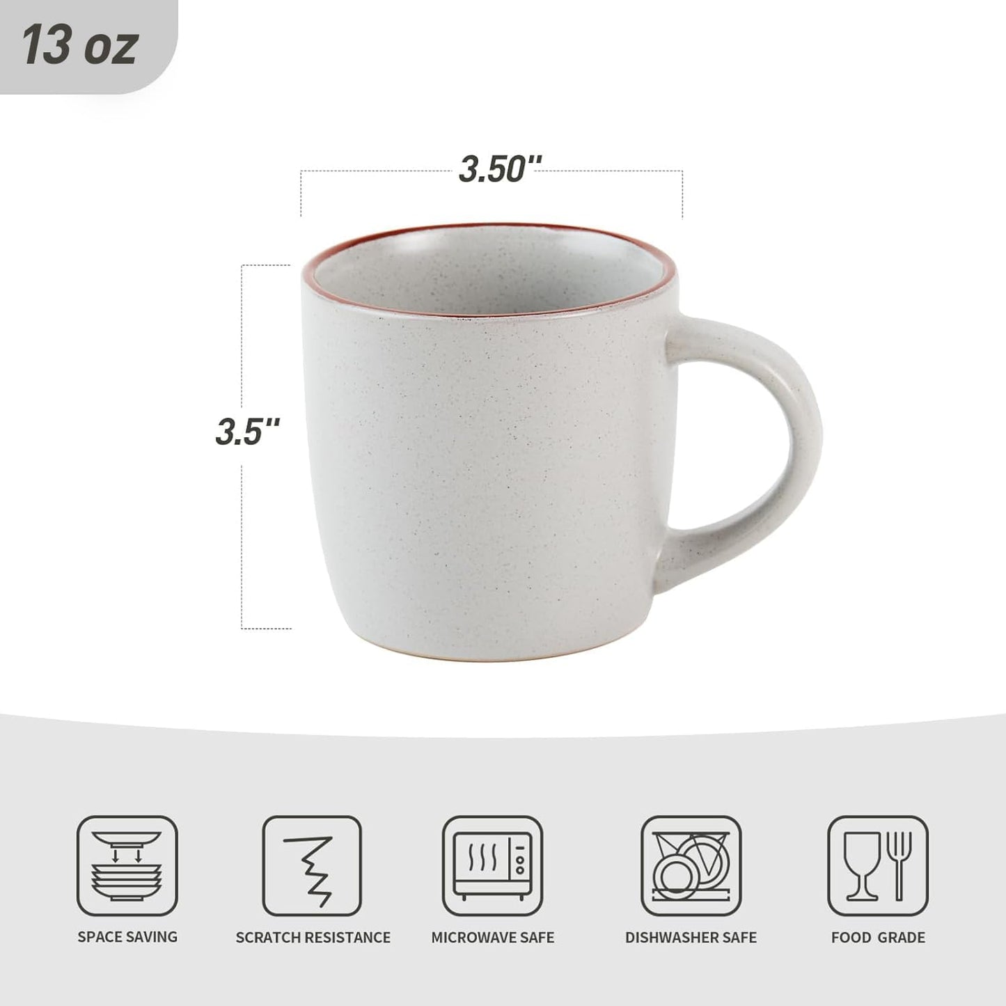 famiware Mercury Coffee Mugs 13 oz, Coffee Mugs Set of 4 with Handle, Cups for Latte, Hot Tea, Cappuccino, Mocha, Cocoa, Light Grey