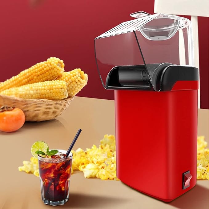 Nostalgia Hot Air Popcorn Popper Maker, 1200W Electric Pop Corner Machine, 16 Cups, 3 Minutes Done, Fully Automatic Healthy No Oil and No Sugar Corn Popcorn Machine (Red)