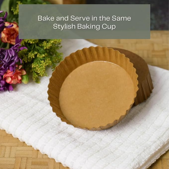 85 Count - 8 Ounce Mini Decorative Disposable Tart Pans – Disposable Paper Baking Molds for Serving and Baking with Nonstick Coating
